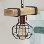 Φωτιστικό οροφής Lumenia Megapap E27 ξύλινο - μεταλλικό μονόφωτο χρώμα φυσικό - μαύρο 25x14x80εκ. - Image 3