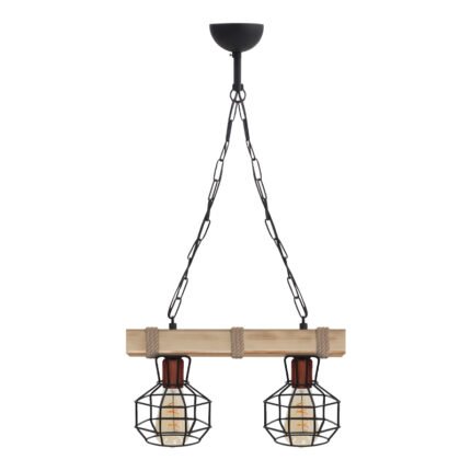 Βρες το Φωτιστικό οροφής Lumenia Megapap E27 ξύλινο - μεταλλικό δίφωτο χρώμα φυσικό - μαύρο 40x14x80εκ. σε μοναδική τιμή στο clickforshop.gr