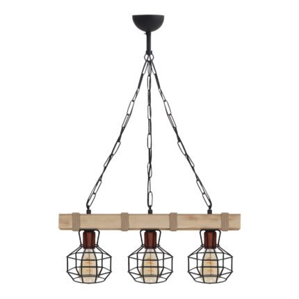 Βρες το Φωτιστικό οροφής Lumenia Megapap E27 ξύλινο - μεταλλικό τρίφωτο χρώμα φυσικό - μαύρο 50x14x80εκ. σε μοναδική τιμή στο clickforshop.gr