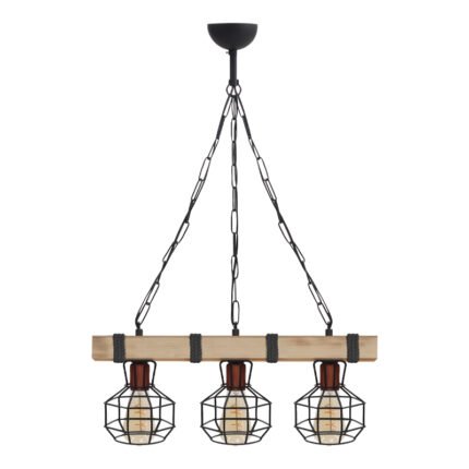 Βρες το Φωτιστικό οροφής Lumenia Megapap E27 ξύλινο - μεταλλικό τρίφωτο χρώμα φυσικό - μαύρο 50x14x80εκ. σε μοναδική τιμή στο clickforshop.gr