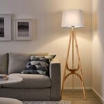 Φωτιστικό δαπέδου Solen Megapap E27 ξύλινο - ύφασμα PVC χρώμα καρυδί - μπεζ 45x45x155εκ. - Image 2
