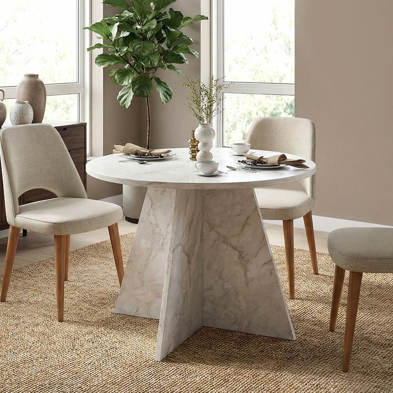 Τραπέζι Tailor Megapap χρώμα λευκό εφέ μαρμάρου Ø100x75 Βρες το Τραπέζι Tailor Megapap χρώμα λευκό εφέ μαρμάρου Ø100x75