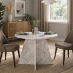 Τραπέζι Tailor Megapap χρώμα λευκό εφέ μαρμάρου Ø100x75,7εκ. - Image 4