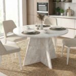 Βρες το Τραπέζι Tailor Megapap χρώμα λευκό εφέ μαρμάρου Ø120x75