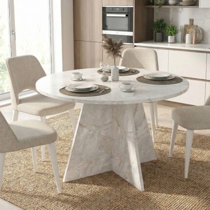 Βρες το Τραπέζι Tailor Megapap χρώμα λευκό εφέ μαρμάρου Ø120x75