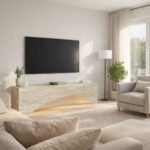 Έπιπλο τηλεόρασης Mara Megapap με LED χρώμα travertine 150x31,4x40εκ. - Image 4