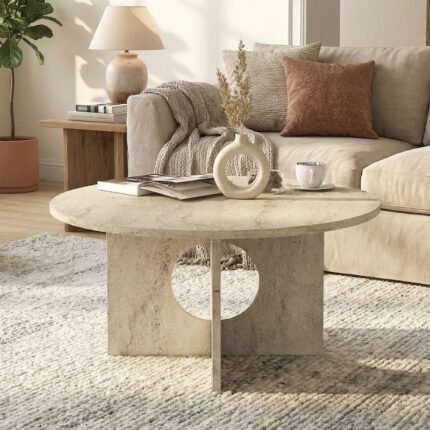 Βρες το Τραπεζάκι σαλονιού Mara Megapap χρώμα travertine Ø75x36