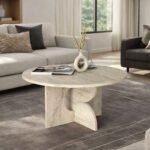 Τραπεζάκι σαλονιού Mara Megapap χρώμα travertine Ø75x36,8εκ. - Image 3