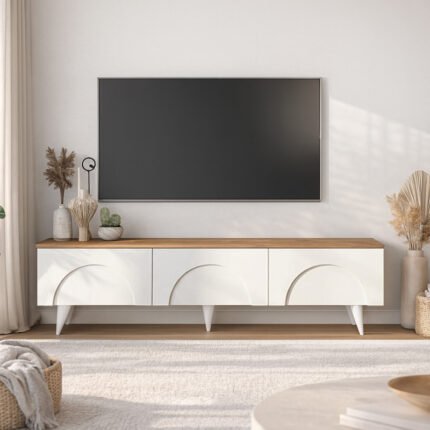 Βρες το Έπιπλο τηλεόρασης Bono Megapap χρώμα λευκό - sepet oak 150x32