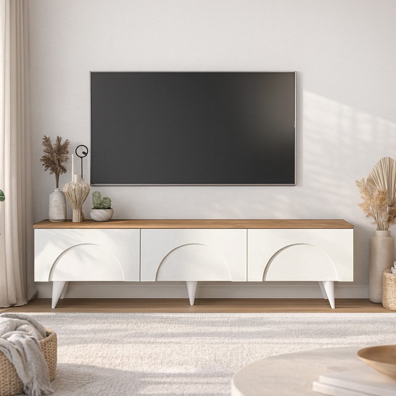 Έπιπλο τηλεόρασης Bono Megapap χρώμα λευκό - sepet oak 150x32 Βρες το Έπιπλο τηλεόρασης Bono Megapap χρώμα λευκό - sepet oak 150x32