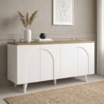 Βρες το Μπουφές Bono Megapap χρώμα λευκό - sepet oak 150x45x74