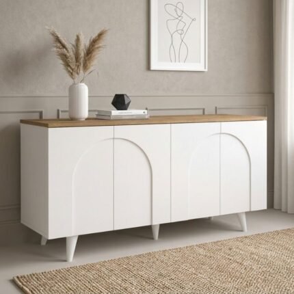 Βρες το Μπουφές Bono Megapap χρώμα λευκό - sepet oak 150x45x74