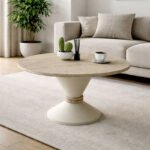 Βρες το Τραπεζάκι σαλονιού Lepper Megapap χρώμα travertine - sandstone Ø75x39