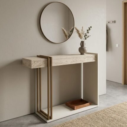 Βρες το Κονσόλα Desca Megapap χρώμα travertine - sandstone - χρυσό 91