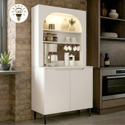 Βρες το Έπιπλο κουζίνας με LED Melinta 2 Megapap χρώμα λευκό 90x40x181