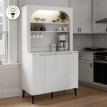 Βρες το Έπιπλο κουζίνας με LED Melinta 4 Megapap χρώμα λευκό 120x40x181