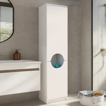 Βρες το Ντουλάπι με καλάθι απλύτων Verga Megapap χρώμα λευκό 45x40x180εκ. σε μοναδική τιμή στο clickforshop.gr