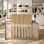 Γραφείο υποδοχής - reception Davis Megapap με LED χρώμα sepet oak - travertine 150x41,8x115εκ. - Image 5