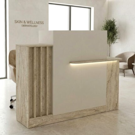 Βρες το Γραφείο υποδοχής - reception Dayana Megapap με LED χρώμα travertine - sandstone 150x85