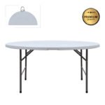 Βρες το Τραπέζι catering - συνεδρίου Capri Megapap πτυσσόμενο – βαλίτσα στρογγυλό χρώμα λευκό του πάγου Ø152x74εκ. σε μοναδική τιμή στο clickforshop.gr