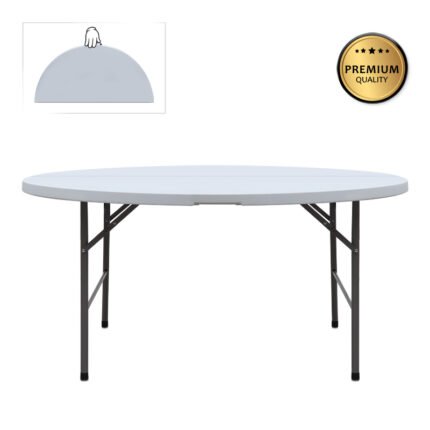 Βρες το Τραπέζι catering - συνεδρίου Capri Megapap πτυσσόμενο – βαλίτσα στρογγυλό χρώμα λευκό του πάγου Ø152x74εκ. σε μοναδική τιμή στο clickforshop.gr