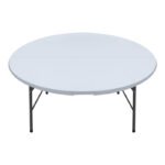 Τραπέζι catering - συνεδρίου Capri Megapap πτυσσόμενο – βαλίτσα στρογγυλό χρώμα λευκό του πάγου Ø152x74εκ. - Image 4