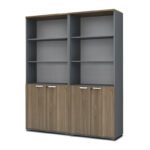 Βρες το Βιβλιοθήκη γραφείου με κλειδαριά επαγγελματική Venturo Megapap χρώμα ανθρακί - καρυδί 160x40x200εκ. σε μοναδική τιμή στο clickforshop.gr