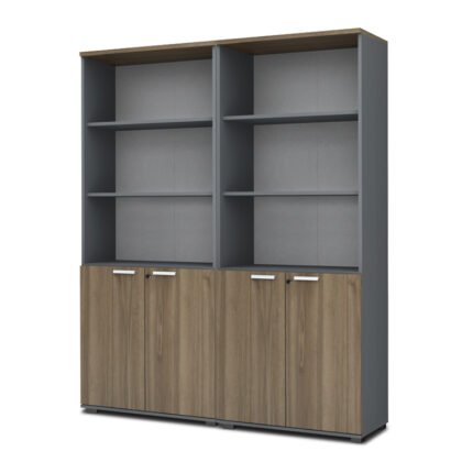 Βρες το Βιβλιοθήκη γραφείου με κλειδαριά επαγγελματική Venturo Megapap χρώμα ανθρακί - καρυδί 160x40x200εκ. σε μοναδική τιμή στο clickforshop.gr