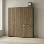 Ντουλάπα γραφείου με κλειδαριά επαγγελματική Venturo Megapap χρώμα ανθρακί - καρυδί 160x40x200εκ. - Image 2