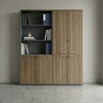 Ντουλάπα γραφείου με κλειδαριά επαγγελματική Venturo Megapap χρώμα ανθρακί - καρυδί 160x40x200εκ. - Image 2