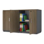 Ντουλάπι γραφείου με κλειδαριά επαγγελματικό Venturo Megapap χρώμα ανθρακί - καρυδί 160x40x80εκ. - Image 2