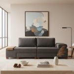 Καναπές - κρεβάτι πολυμορφικός Perenna Megapap τριθέσιος υφασμάτινος χρώμα ανθρακί 233x93x83εκ. - Image 2