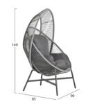ΠΟΛΥΘΡΟΝΑ-ΦΩΛΙΑ RULER HM6506.01 ΓΚΡΙ ΜΕΤΑΛΛΟ-P.E.RATTAN-ΜΑΞΙΛΑΡΙΑ 90x85x154Υεκ - Image 2