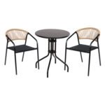 Αγόρασε ΣΕΤ ΤΡΑΠΕΖΑΡΙΑΣ 3ΤΜΧ LINO HM10728 2 ΜΕΤΑΛ. ΚΑΡΕΚΛΕΣ--ΣΤΡΟΓΓΥΛΟ ΤΡΑΠΕΖΙ Φ60εκ ΜΑΥΡΟ σε μοναδική τιμή στο clickforshop.gr