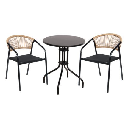 Αγόρασε ΣΕΤ ΤΡΑΠΕΖΑΡΙΑΣ 3ΤΜΧ LINO HM10728 2 ΜΕΤΑΛ. ΚΑΡΕΚΛΕΣ--ΣΤΡΟΓΓΥΛΟ ΤΡΑΠΕΖΙ Φ60εκ ΜΑΥΡΟ σε μοναδική τιμή στο clickforshop.gr