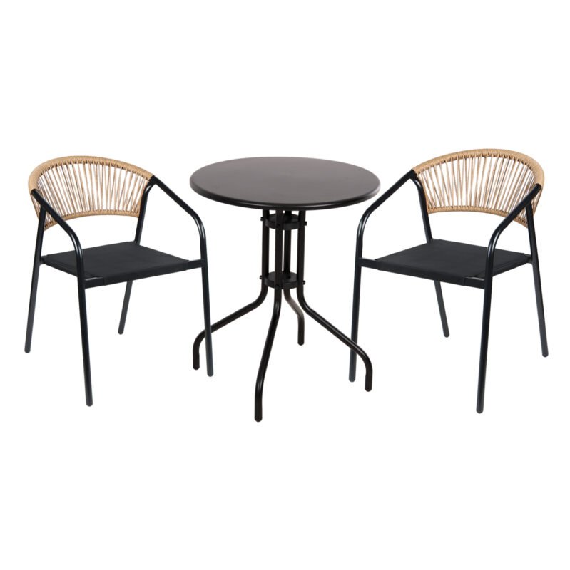 Αγόρασε ΣΕΤ ΤΡΑΠΕΖΑΡΙΑΣ 3ΤΜΧ LINO HM10728 2 ΜΕΤΑΛ. ΚΑΡΕΚΛΕΣ--ΣΤΡΟΓΓΥΛΟ ΤΡΑΠΕΖΙ Φ60εκ ΜΑΥΡΟ σε μοναδική τιμή στο clickforshop.gr