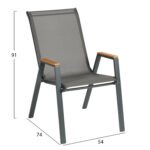 ΣΕΤ ΤΡΑΠΕΖΑΡΙΑΣ 5ΤΜΧ BRUNO HM10729.01 ΚΑΡΕΚΛΕΣ ΜΕΤΑΛΛΙΚΕΣ & ΤΡΑΠΕΖΙ 140x80εκ ΓΚΡΙ - Image 3