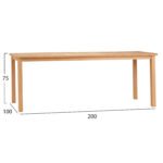 ΤΡΑΠΕΖΙ ΟΡΘΟΓΩΝΙΟ FINTO HM6616 ΞΥΛΟ TEAK--ΦΥΣΙΚΟ 200x100x75Υεκ. - Image 2