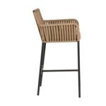 Σκαμπό ArteLibre KINTAMPO Μπεζ/Μαύρο Αλουμίνιο/Rattan 55x58x108cm - Image 2