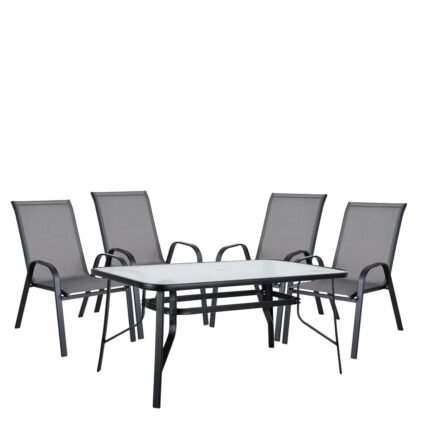 Βρες το Σετ Τραπεζαρία Κήπου ArteLibre SUN Μέταλλο Μαύρο/Γκρι Με 4 Πολυθρόνες 14990067 σε μοναδική τιμή στο clickforshop.gr