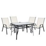 Σετ Τραπεζαρία Κήπου ArteLibre SUN Μέταλλο Κρεμ/Μαύρο Με 4 Πολυθρόνες - Image 2