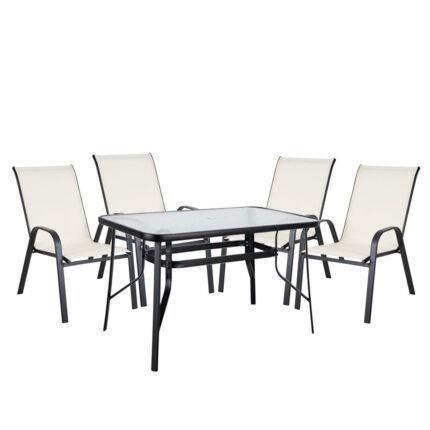 Βρες το Σετ Τραπεζαρία Κήπου ArteLibre SUN Μέταλλο Κρεμ/Μαύρο Με 4 Πολυθρόνες σε μοναδική τιμή στο clickforshop.gr
