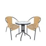 Σετ Τραπεζαρία Κήπου ArteLibre Earth Μέταλλο Μαύρο/Μπεζ Με 2 Πολυθρόνες - Image 2