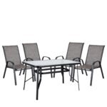 Σετ Τραπεζαρία Κήπου ArteLibre SUN Μέταλλο Μαύρο/Καφέ Με 4 Πολυθρόνες - Image 2