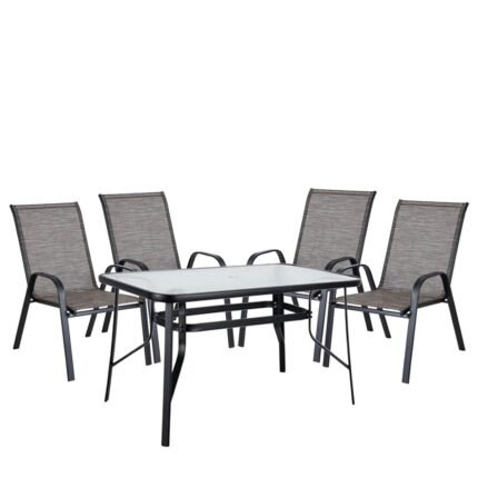 Βρες το Σετ Τραπεζαρία Κήπου ArteLibre SUN Μέταλλο Μαύρο/Καφέ Με 4 Πολυθρόνες σε μοναδική τιμή στο clickforshop.gr