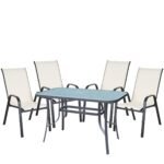 Σετ Τραπεζαρία Κήπου ArteLibre SUN Μέταλλο Γκρι/Κρεμ Με 4 Πολυθρόνες - Image 2
