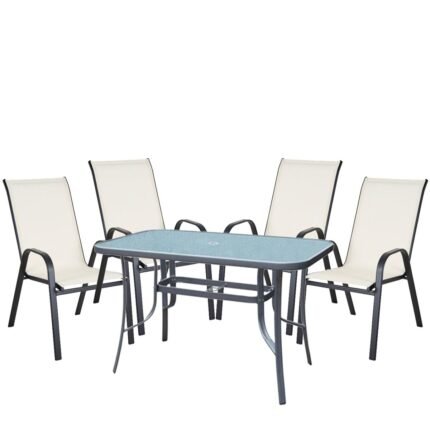 Βρες το Σετ Τραπεζαρία Κήπου ArteLibre SUN Μέταλλο Γκρι/Κρεμ Με 4 Πολυθρόνες σε μοναδική τιμή στο clickforshop.gr