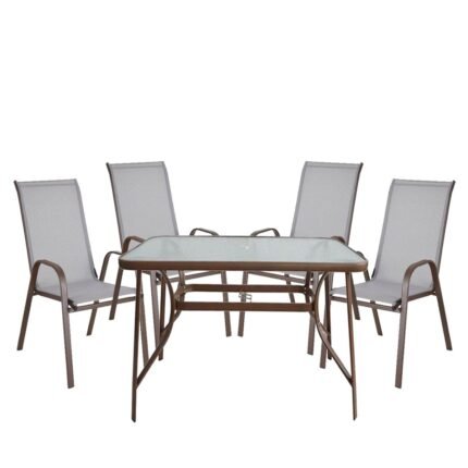Βρες το Σετ Τραπεζαρία Κήπου ArteLibre SUN Μέταλλο Γκρι/Καφέ Με 4 Πολυθρόνες σε μοναδική τιμή στο clickforshop.gr