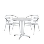 Σετ Τραπεζαρία Κήπου ArteLibre IO Αλουμίνιο Ασημί Με 2 Πολυθρόνες 14990094 - Image 2