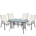 Σετ Τραπεζαρία Κήπου ArteLibre SUN Μέταλλο Γκρι/Κρεμ Με 4 Πολυθρόνες 14990106 - Image 2